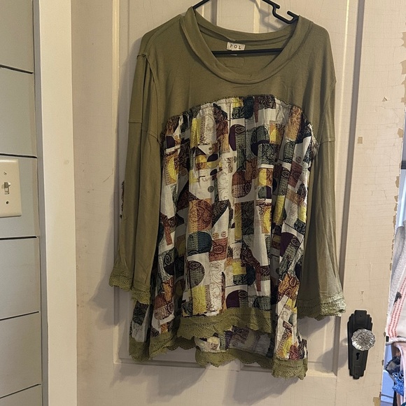 POL Ribbed ruffle Knit Top in Beige oversized - Picture 4 of 8